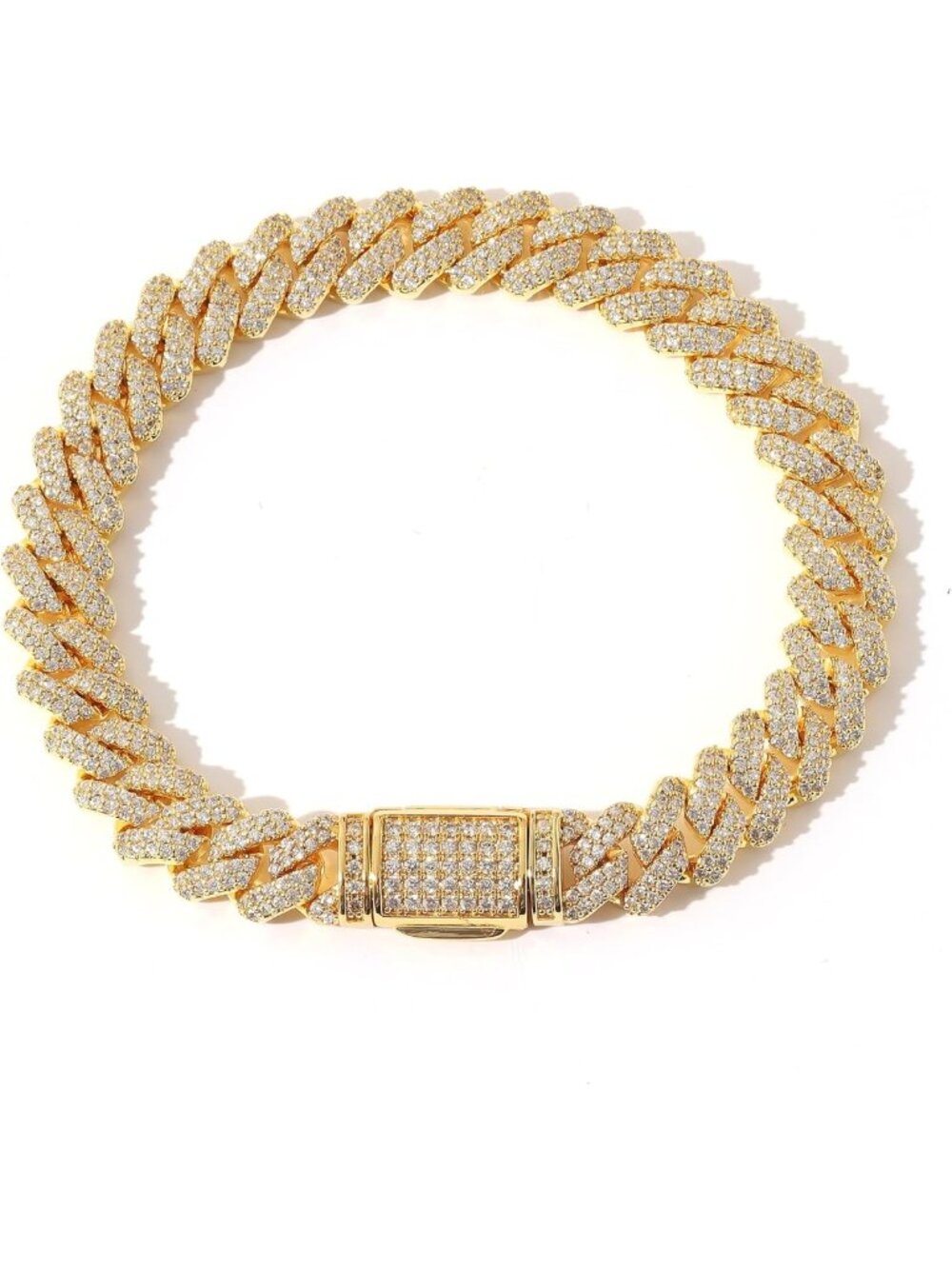 Unisex 8mm Cuban Link Bracelet & Necklace Set, Iced Out Gold/White Gold, Hip Hop